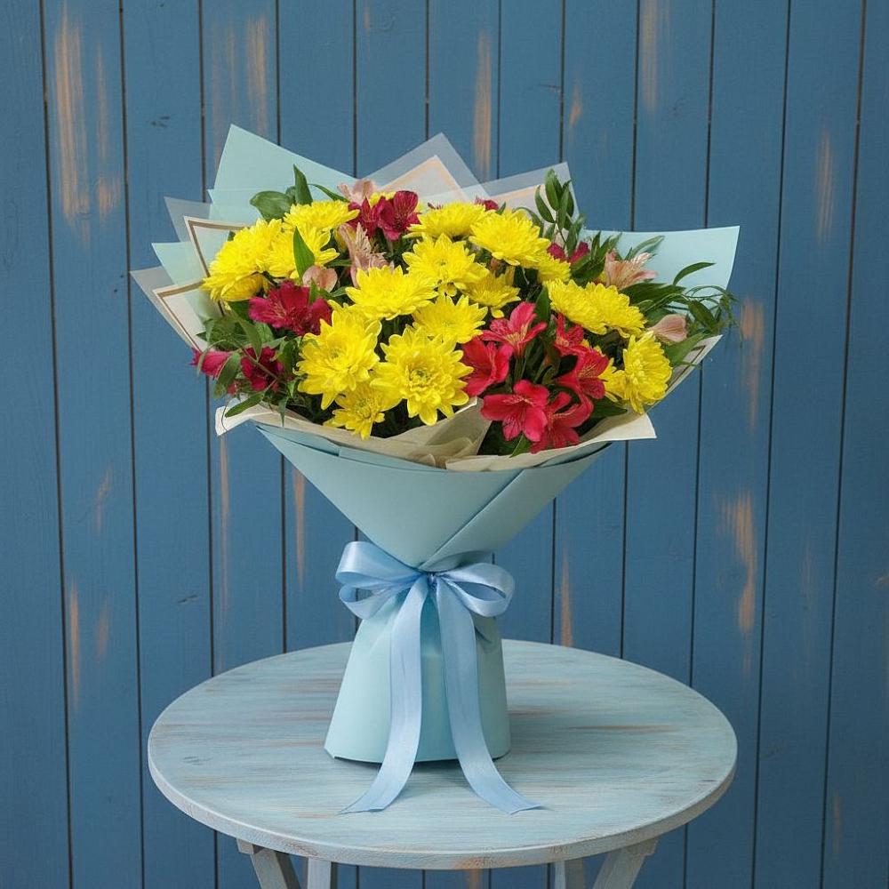 Букет цветов из: Альстромерии и Хризантемы в Мытищах