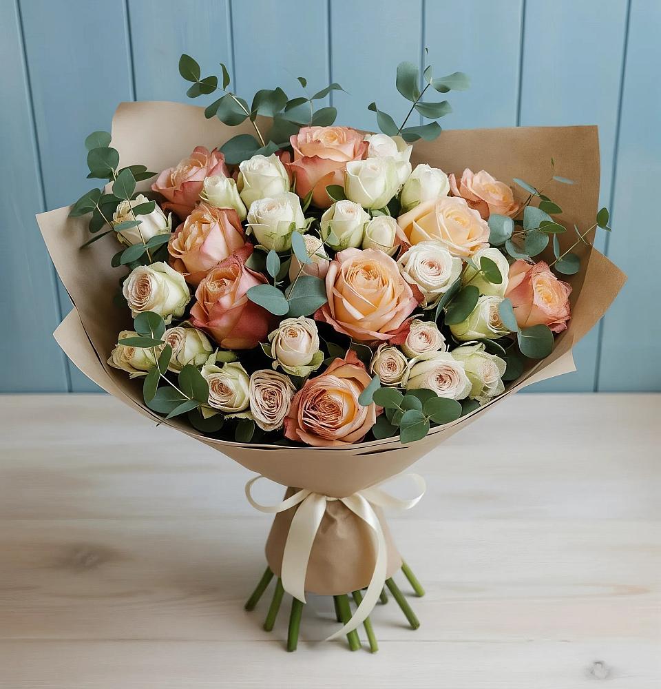 Букет цветов из: Альстромерии и Розы в Мытищах