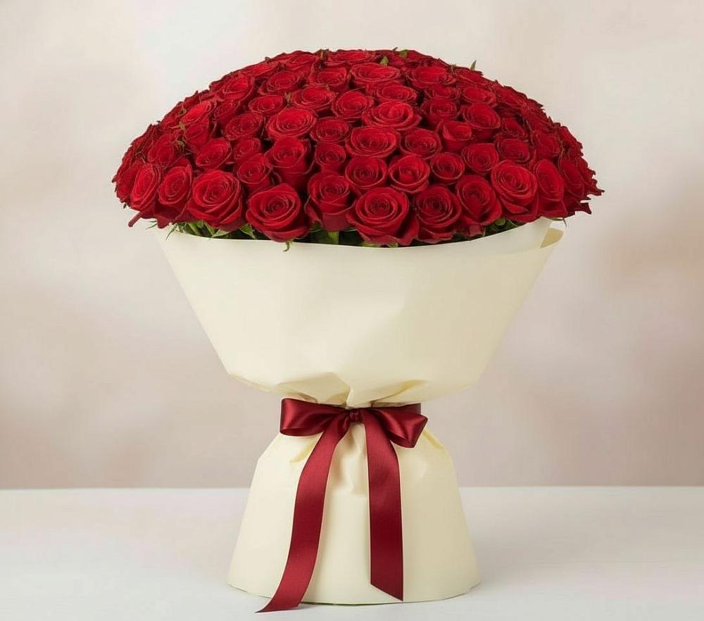 Букет 101 Красная роза Милано в Мытищах