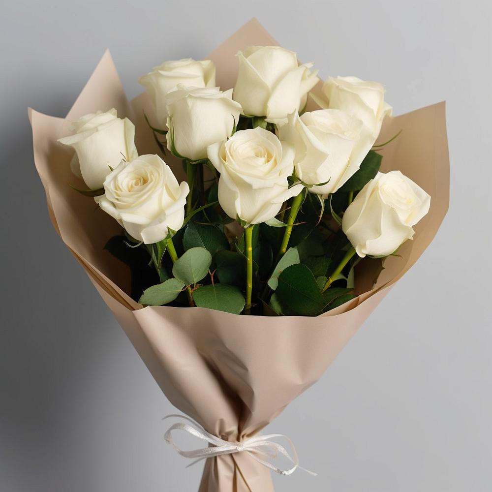 Букет 9 Белых роз Эдлесс Лав в Мытищах