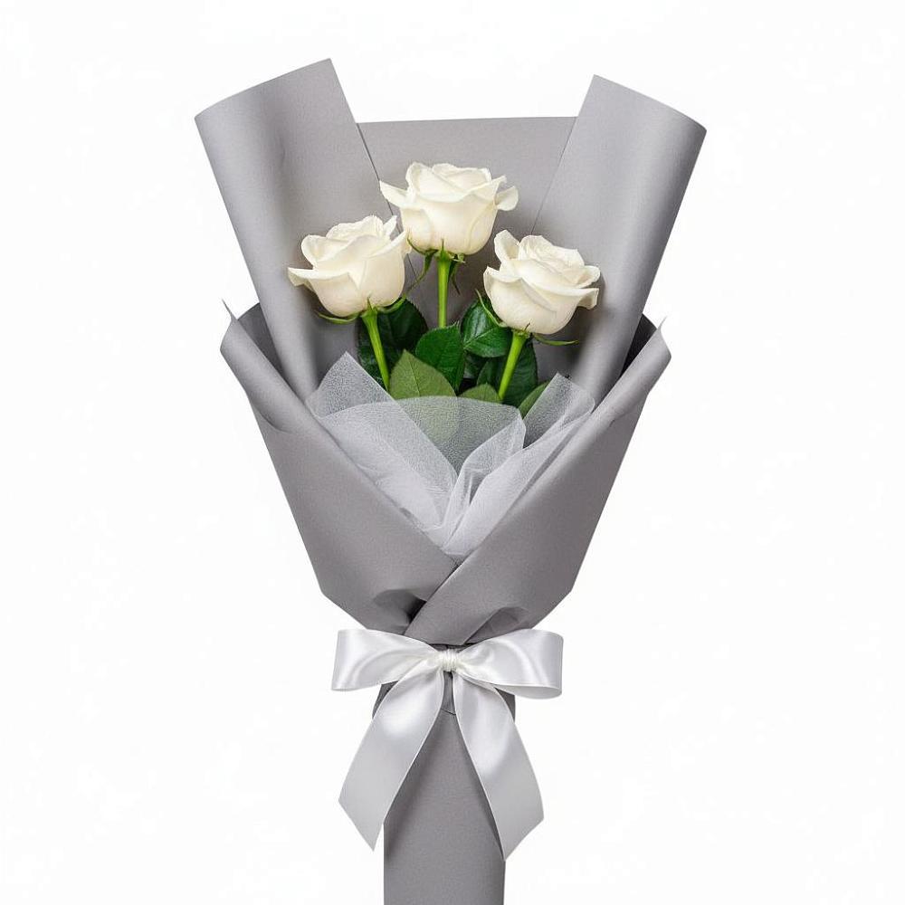 Букет 3 белые розы в Мытищах