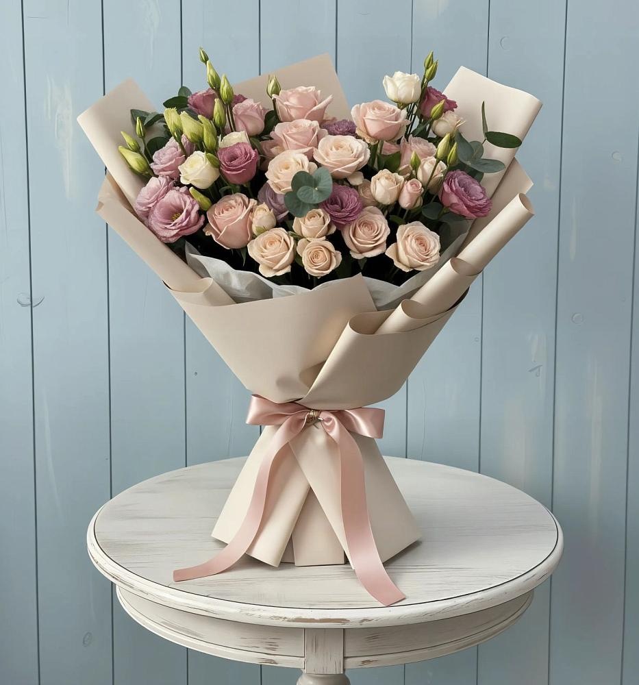 Букет цветов из: Розы и Лизиантусы в Мытищах