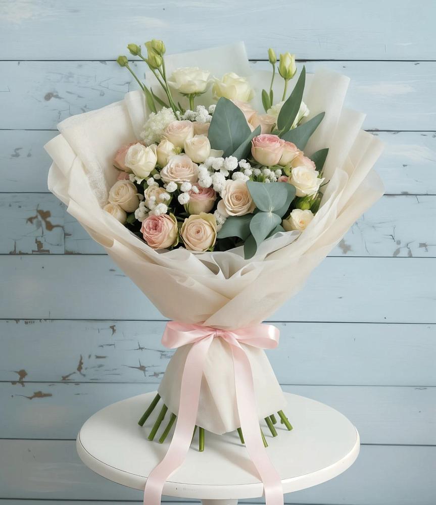 Букет цветов из: Розы и Лизиантусы в Мытищах