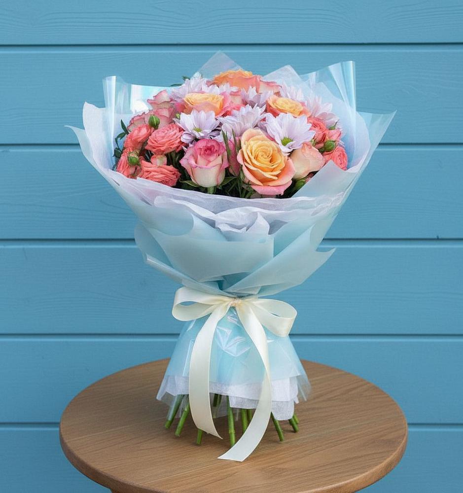 Букет цветов из: Хризантемы и Розы в Мытищах