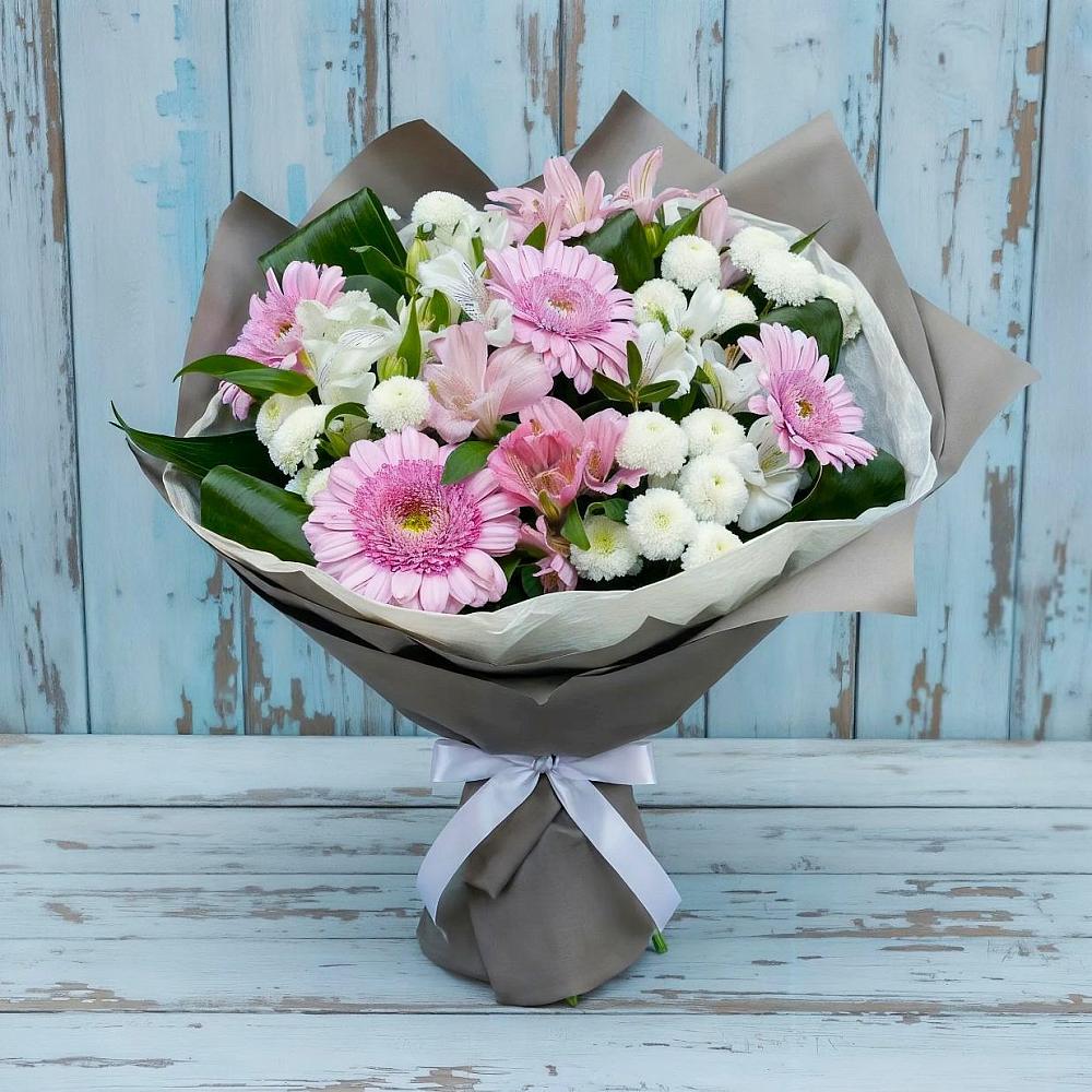 Букет цветов из: Герберы, Альстромерии и Хризантемы в Мытищах