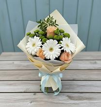 Букет цветов из:  Герберы, Розы и Хризантемы в Мытищах